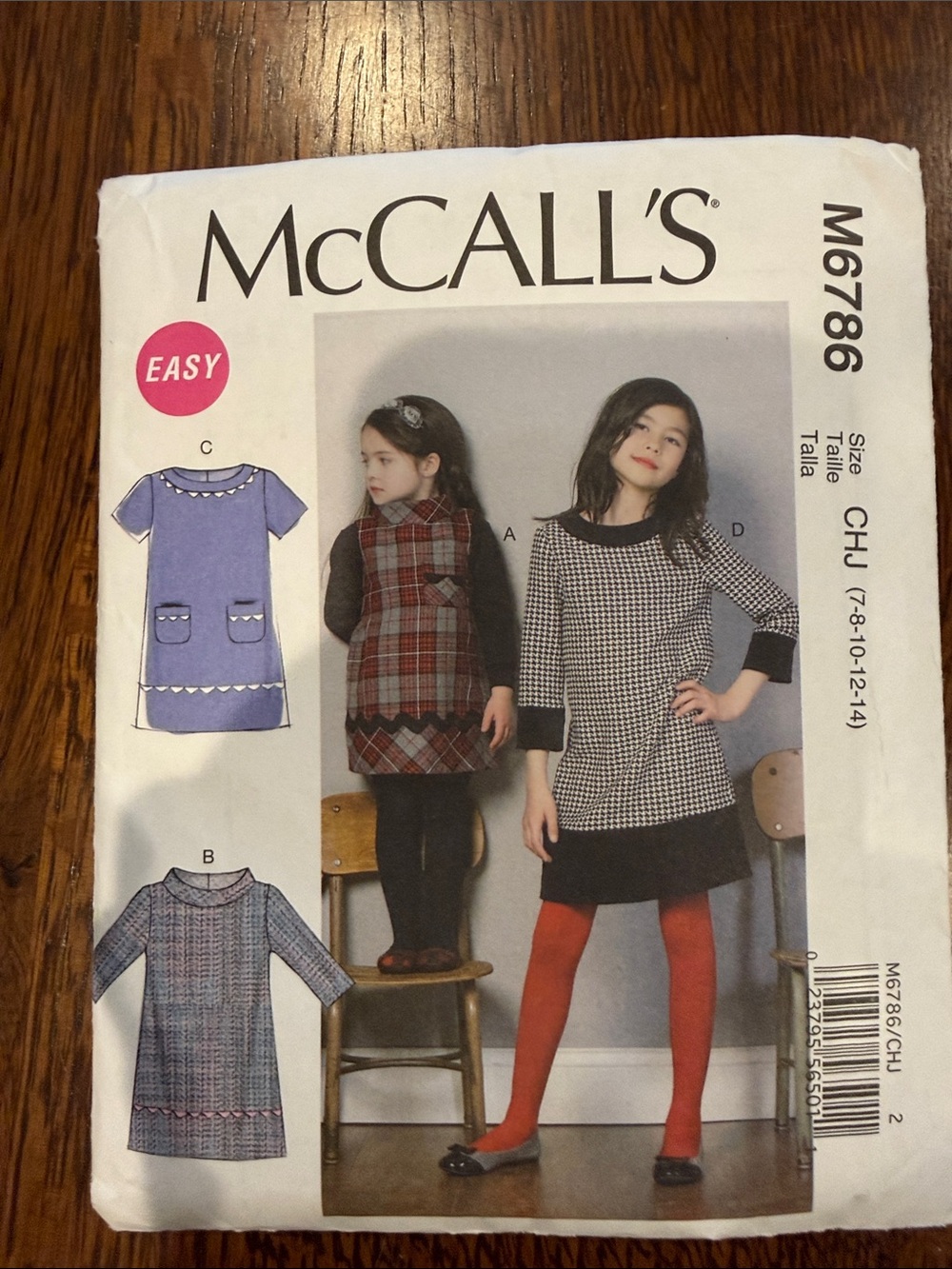 Girls' Black & White Houndstooth Knit Dress - Kids